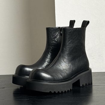 Martin bakancs férfiaknak 6 cm-es magasság-növeléssel, vastag sarka, oldalsó cipzár, felső rész első osztályú marhabőr, talp gumi-hab