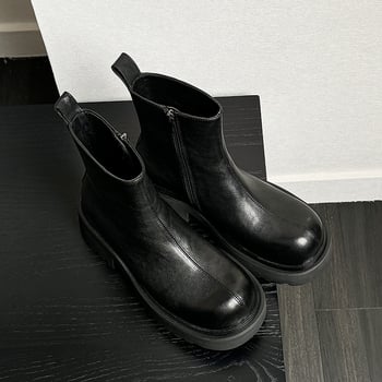 Martin bakancs férfiaknak 6 cm-es magasság-növeléssel, vastag sarka, oldalsó cipzár, felső rész első osztályú marhabőr, talp gumi-hab