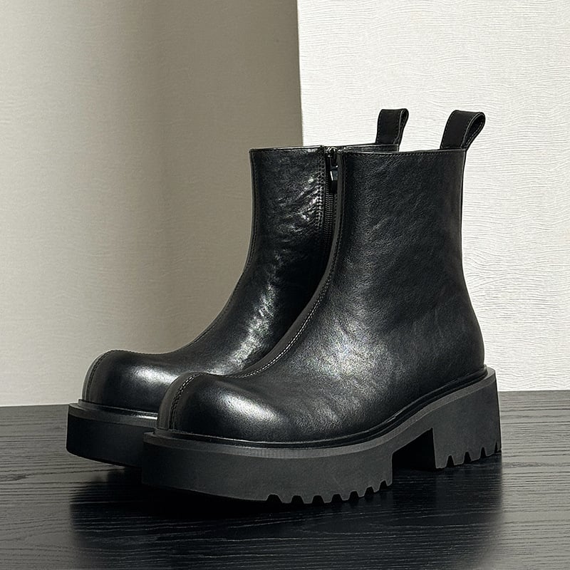 Martin bakancs férfiaknak 6 cm-es magasság-növeléssel, vastag sarka, oldalsó cipzár, felső rész első osztályú marhabőr, talp gumi-hab