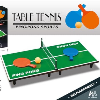 Fa asztali ping-pong játék gyerekeknek — két játékos, oktató jellegű társasjáték fényekkel, fejleszti a kéz-szem koordinációt