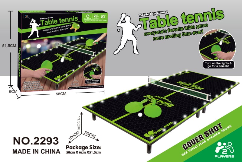 Fa asztali ping-pong játék gyerekeknek — két játékos, oktató jellegű társasjáték fényekkel, fejleszti a kéz-szem koordinációt
