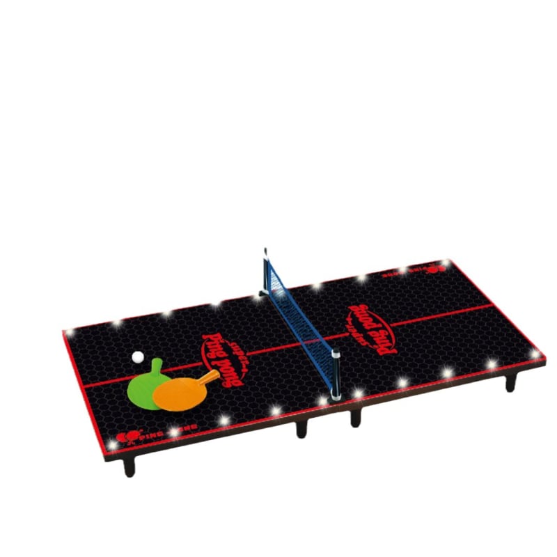 Fa asztali ping-pong játék gyerekeknek — két játékos, oktató jellegű társasjáték fényekkel, fejleszti a kéz-szem koordinációt