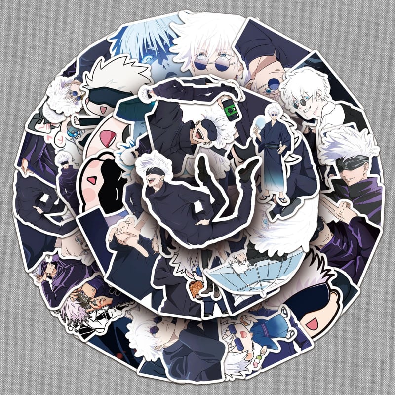 Gojo Satoru matricás készlet – Karikatúra graffiti matricák, Cartoon Series, Márka Youni, Folyamat: nyomtatás, offset nyomtatás, IP engedély: Nem