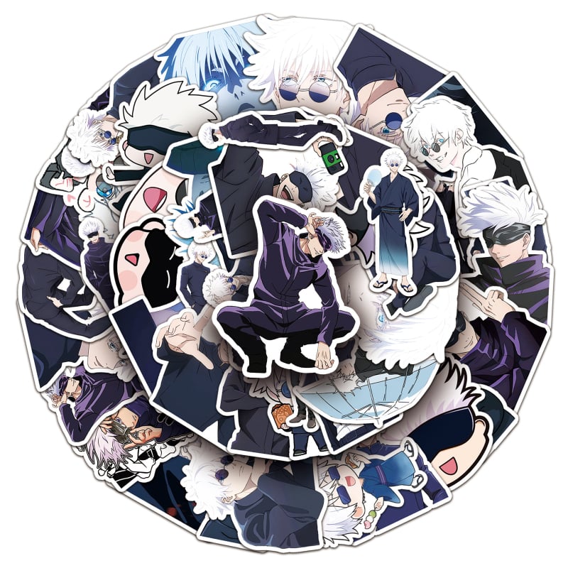 Gojo Satoru matricás készlet – Karikatúra graffiti matricák, Cartoon Series, Márka Youni, Folyamat: nyomtatás, offset nyomtatás, IP engedély: Nem