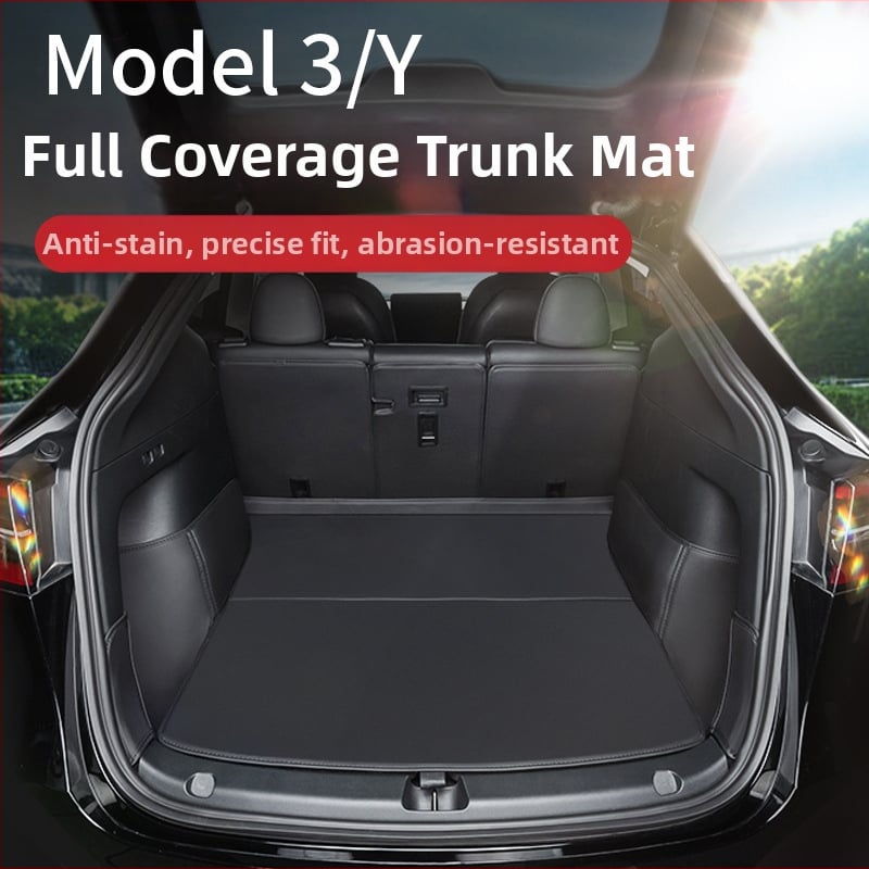 Tesla Model 3/Y PU bőrös csomagtartó matrac, ragasztásos telepítés, márka N3, logó nyomtatása engedélyezett, autó belső matrica