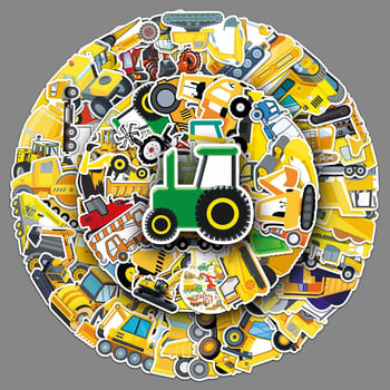 Építőipari jármű grafiti matricák – Rajzfilm sorozat, ofszet nyomtatás, 60 g, könnyen felvihető.