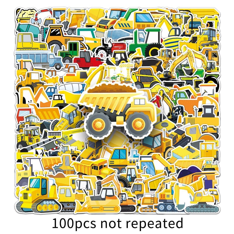 Építőipari jármű grafiti matricák – Rajzfilm sorozat, ofszet nyomtatás, 60 g, könnyen felvihető.