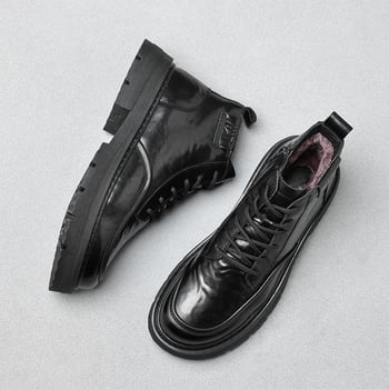 Férfi Martin csizmák – téli, középmagasak, fűzősek, kerek orrú, vastag gumitalp