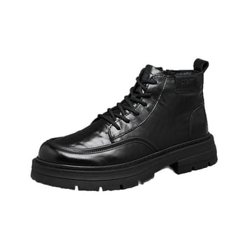 Férfi Martin csizmák – téli, középmagasak, fűzősek, kerek orrú, vastag gumitalp