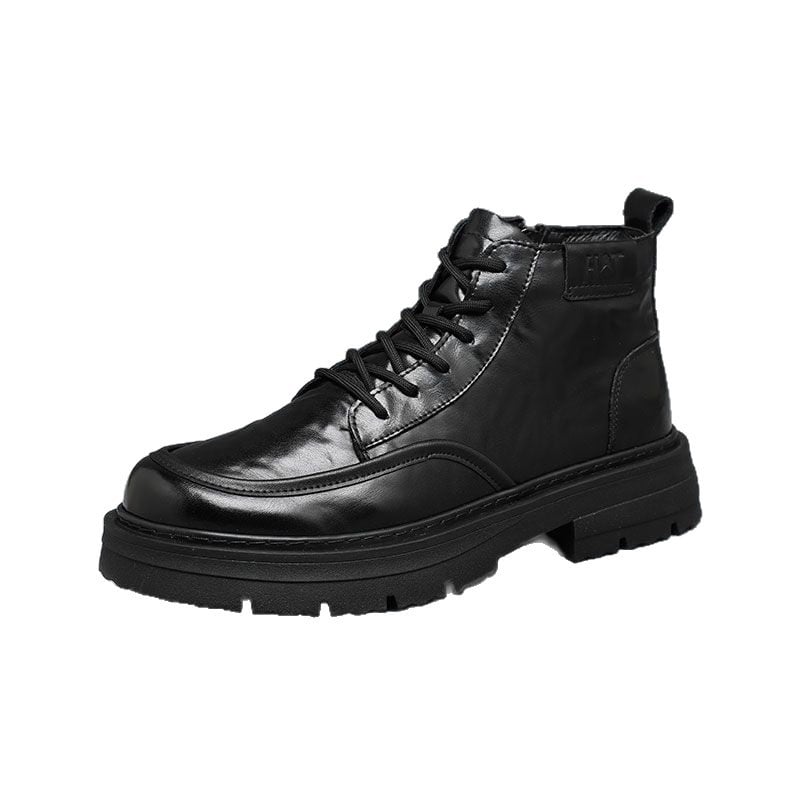 Férfi Martin csizmák – téli, középmagasak, fűzősek, kerek orrú, vastag gumitalp