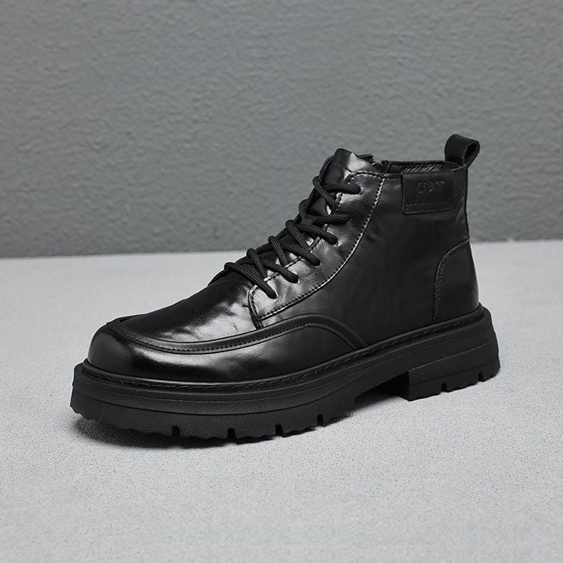 Férfi Martin csizmák – téli, középmagasak, fűzősek, kerek orrú, vastag gumitalp