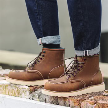 Bőr Martin csizma, uniszex, felsőrész kevert anyagból, gumí talp, középső szár, elöl fűzőzár