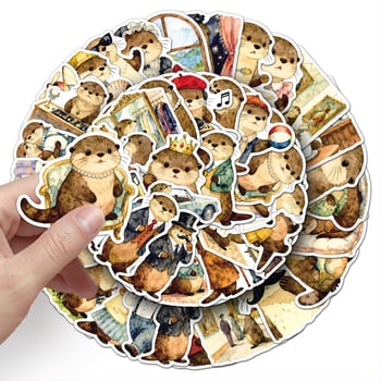 50 vidra rajzfilm matrica – vízálló, ideális vízpalackokra, telefontokokra, laptopokra és noteszokra, offset nyomtatás