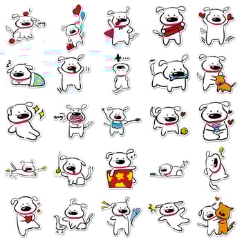 Telefon tok matricák: 50 eredeti vonalas kutya illusztráció, vízálló, öntapadó, ofszetnyomás