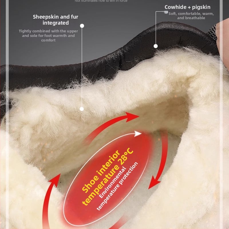 Férfi téli bőrből készült csizma gumírozott talppal, szőrme béléssel, csúszásmentes