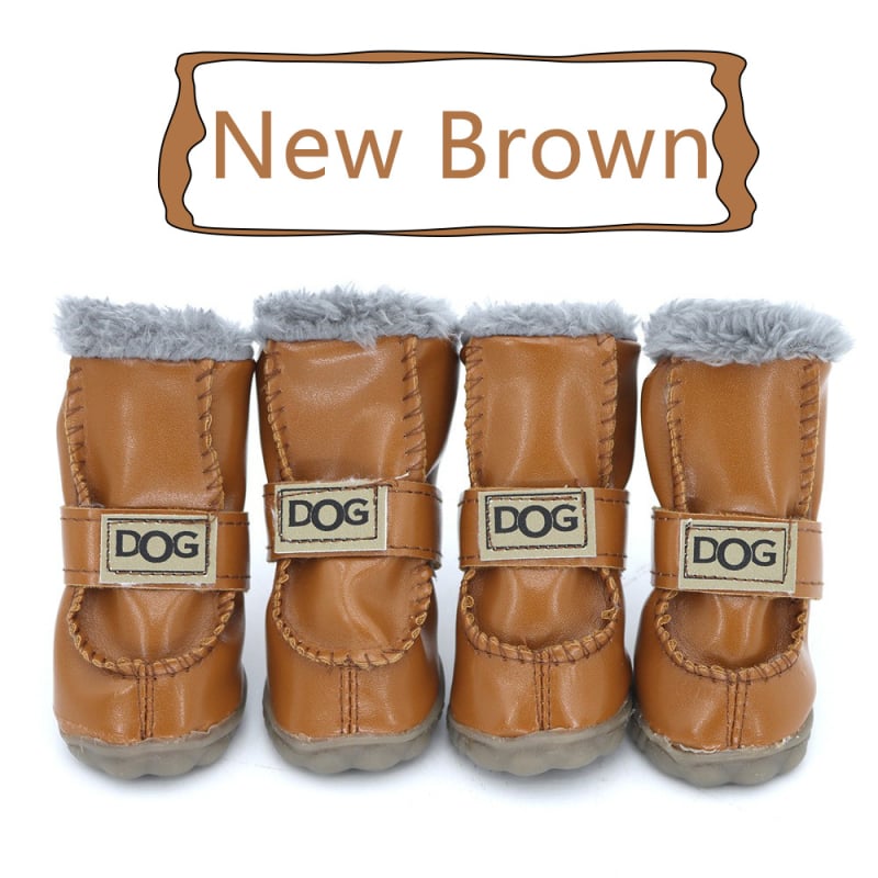 Kutyák számára készülő cipő mesterséges bőrből, fleece bélés, vízálló, csúszásmentes, kopásálló – négy darabos készlet