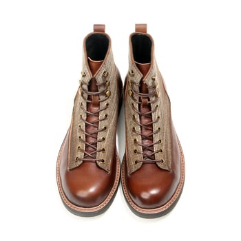 Férfi Martin csizmák, bőr és vászon felsőrész, kerek orr, angol stílus, 18–40 éveseknek