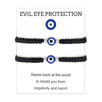 Gonosz szem amulett karkötő, kézzel kötött zsinórral, uniszex, geometriai forma (Kézzel kötött zsinór • Uniszex • Geometriai forma)