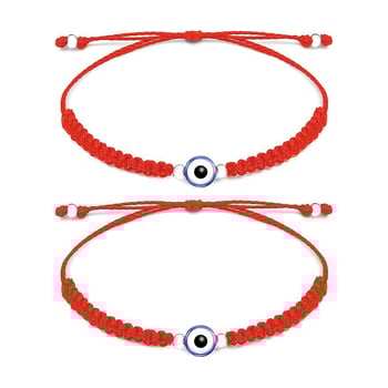 Gonosz szem amulett karkötő, kézzel kötött zsinórral, uniszex, geometriai forma (Kézzel kötött zsinór • Uniszex • Geometriai forma)