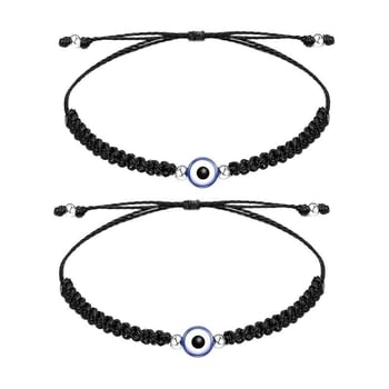 Gonosz szem amulett karkötő, kézzel kötött zsinórral, uniszex, geometriai forma (Kézzel kötött zsinór • Uniszex • Geometriai forma)