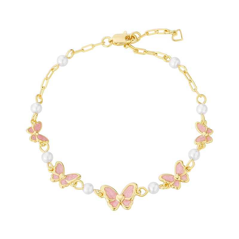 Pillangó gyöngyös karkötő réz elektroplattázott felülettel, állat-zodiákus motívum, 2024 nyári kiadás