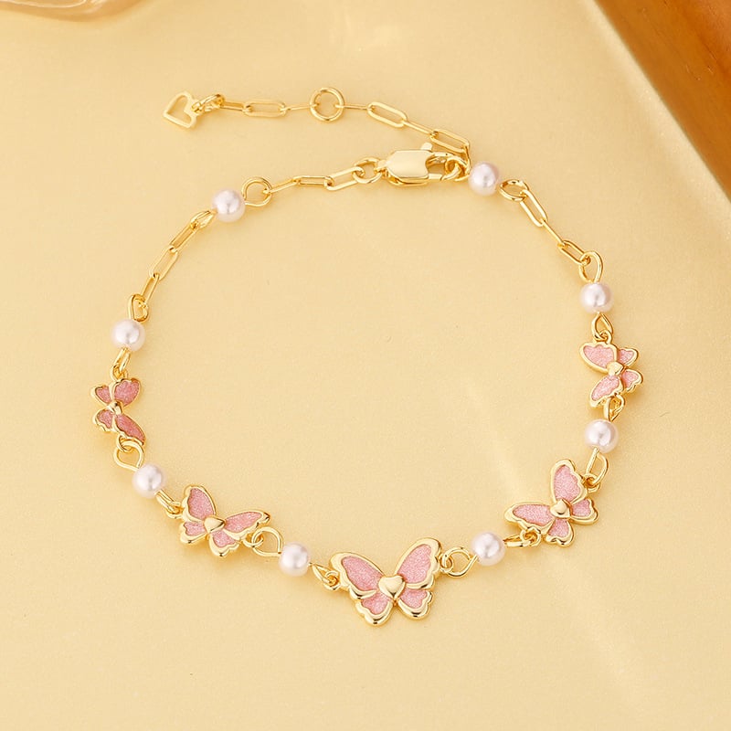 Pillangó gyöngyös karkötő réz elektroplattázott felülettel, állat-zodiákus motívum, 2024 nyári kiadás