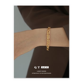 Réz karkötő elektrolitikus bevonattal, Qiting márka, női stílus, geometrikus dizájn