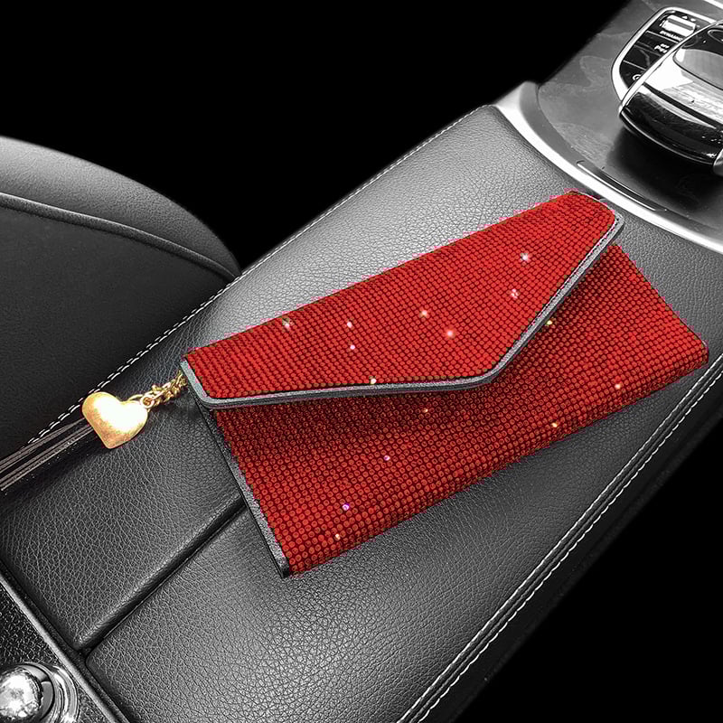 Kristályos kártyatartó, PU anyag, modell 0005, Snap-On rögzítés, illeszkedik a középkonzolra és az autó oldalára