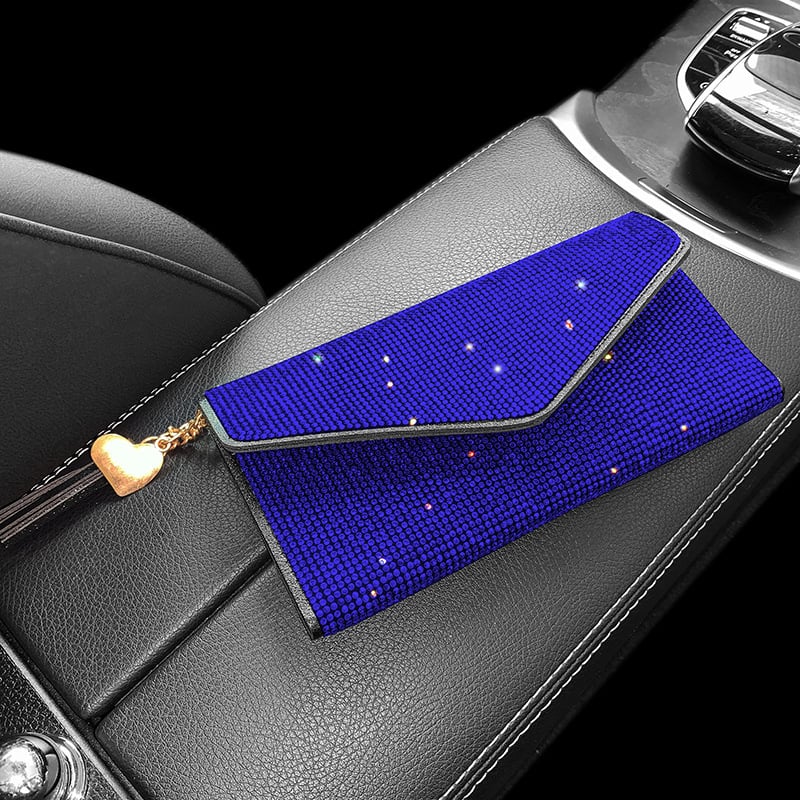 Kristályos kártyatartó, PU anyag, modell 0005, Snap-On rögzítés, illeszkedik a középkonzolra és az autó oldalára