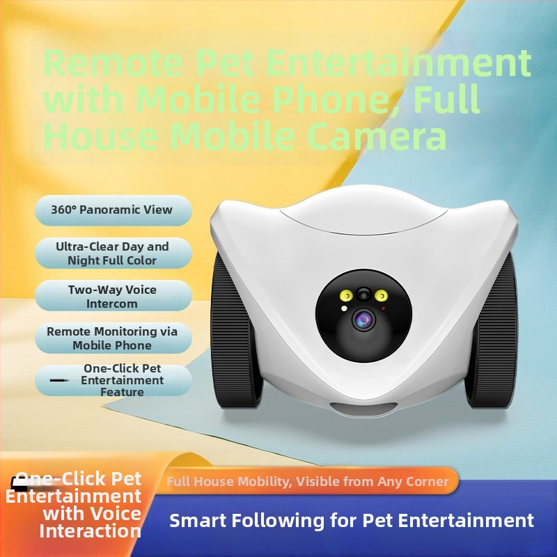 Vnútorná kamera pre monitorovanie domácich miláčikov s kŕmnym snackom, 360° horizontálne otáčanie, obmedzenie otáčania 355°, ABS kryt, 5V DC napájanie