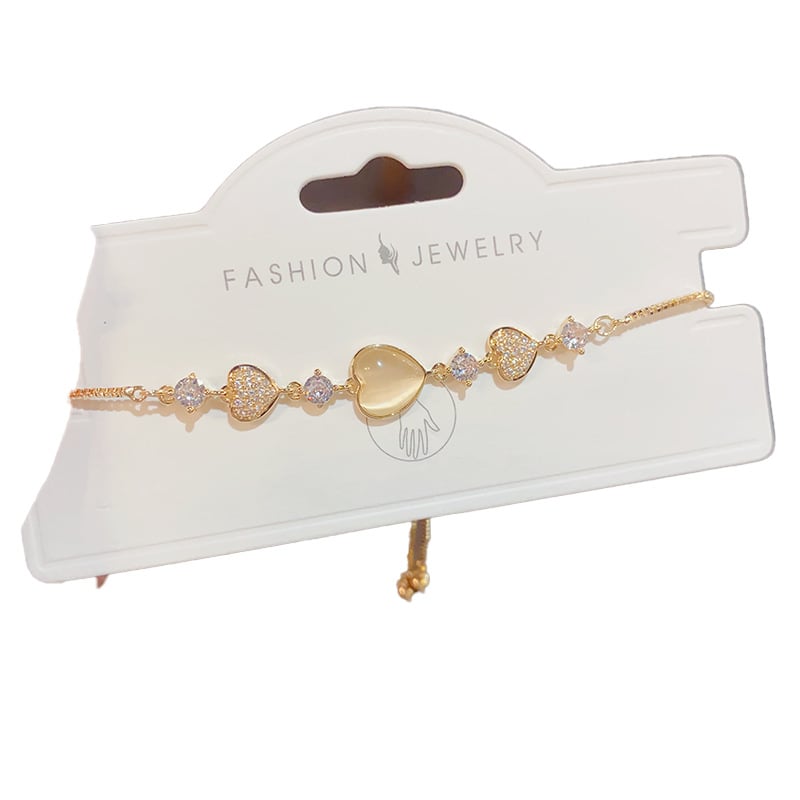 Karkötő szív alakú dizájnnal, réz, elektroplakálás, Korean Dupin, nőies, édes stílus