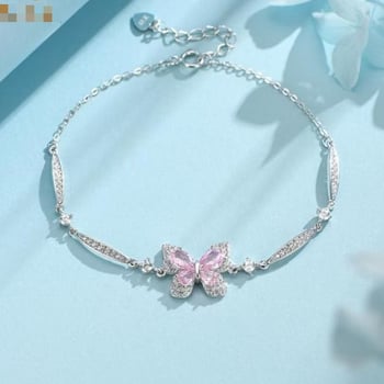 Női gyémánt pillangó karkötő – réz, könnyed luxus stílus, geometriai formavilág