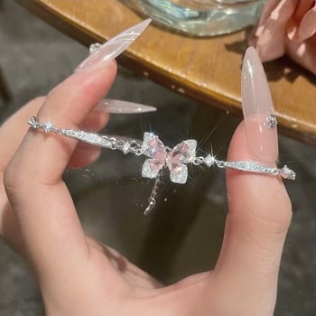 Női gyémánt pillangó karkötő – réz, könnyed luxus stílus, geometriai formavilág