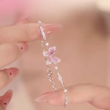 Női gyémánt pillangó karkötő – réz, könnyed luxus stílus, geometriai formavilág