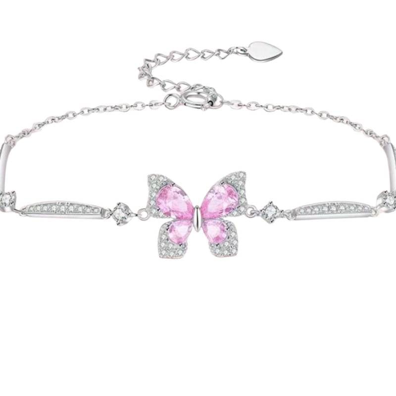 Női gyémánt pillangó karkötő – réz, könnyed luxus stílus, geometriai formavilág