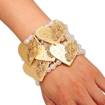 Flotan női karkötő - kézzel kötött mesterséges gyöngyökkel, geometriai forma