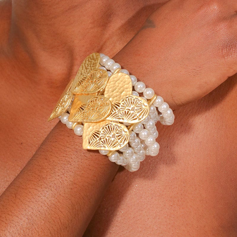 Flotan női karkötő - kézzel kötött mesterséges gyöngyökkel, geometriai forma