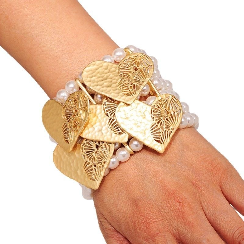 Flotan női karkötő - kézzel kötött mesterséges gyöngyökkel, geometriai forma