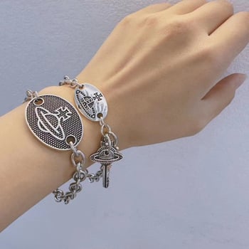 Bolygó motívumú kulcstartó karkötő, női könnyű luxus stílus, ötvözet, elektroplatírozás