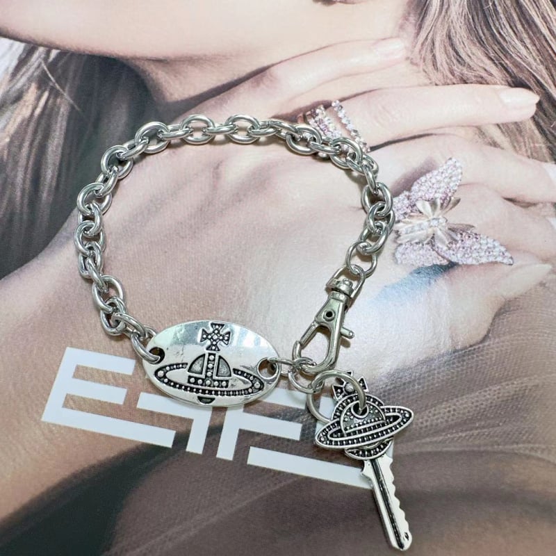 Bolygó motívumú kulcstartó karkötő, női könnyű luxus stílus, ötvözet, elektroplatírozás