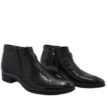 Férfi bőr Chelsea csizmák cipzárral, fleece bélés, hegyes orr, magas szár, gumírozott talp