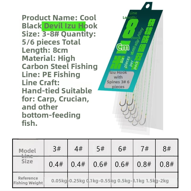 Horgászhorog – barbált, típus: soil pomfret/crucian carp/carp, horogméret 0.1-6#, csomagolás 5/6 db, márka Yuno Seiko