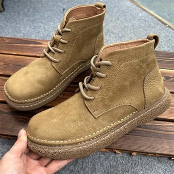 Martin csizma férfiaknak, bőr felső rész, kerek orr, előfűzés, alacsony szár, PU bélés, belső háló, alacsony sarok 1–3 cm