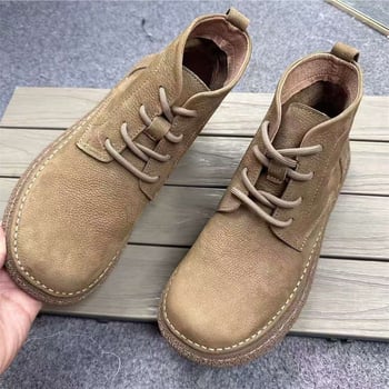 Martin csizma férfiaknak, bőr felső rész, kerek orr, előfűzés, alacsony szár, PU bélés, belső háló, alacsony sarok 1–3 cm