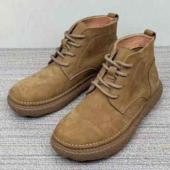 Martin csizma férfiaknak, bőr felső rész, kerek orr, előfűzés, alacsony szár, PU bélés, belső háló, alacsony sarok 1–3 cm