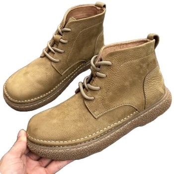 Martin csizma férfiaknak, bőr felső rész, kerek orr, előfűzés, alacsony szár, PU bélés, belső háló, alacsony sarok 1–3 cm