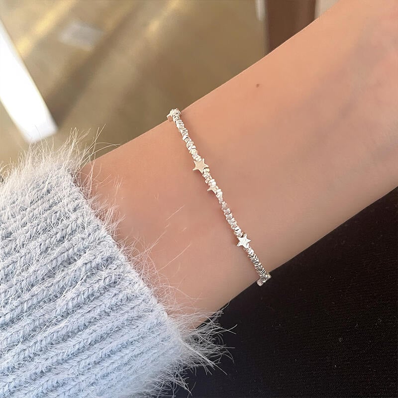 Miesika 925 ezüst csillag alakú karkötő kézzel gyöngyözve, MSK0017SL