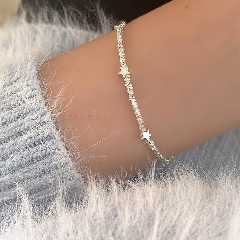 Miesika 925 ezüst csillag alakú karkötő kézzel gyöngyözve, MSK0017SL