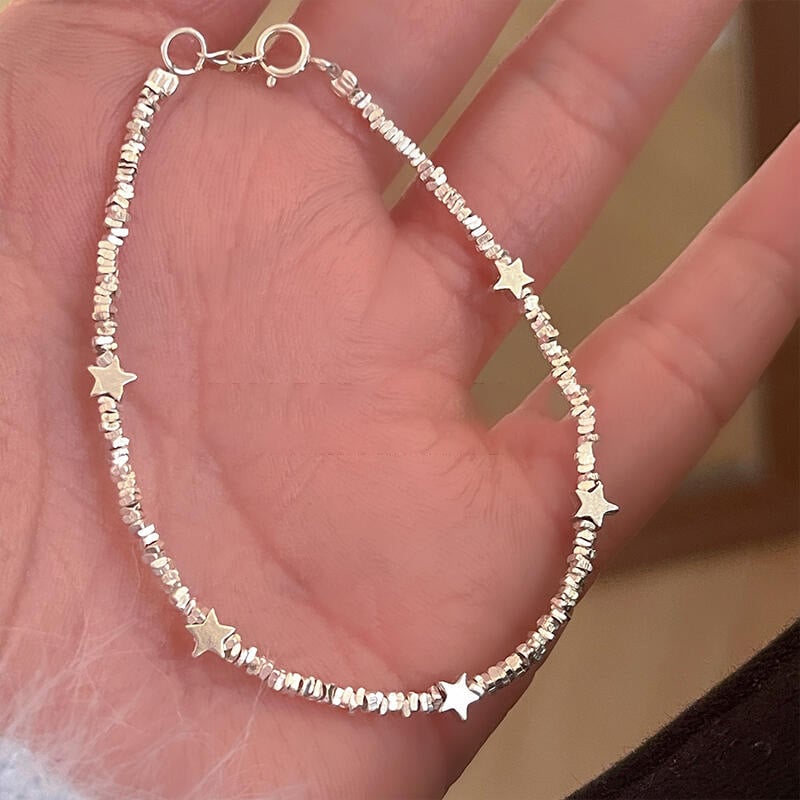 Miesika 925 ezüst csillag alakú karkötő kézzel gyöngyözve, MSK0017SL