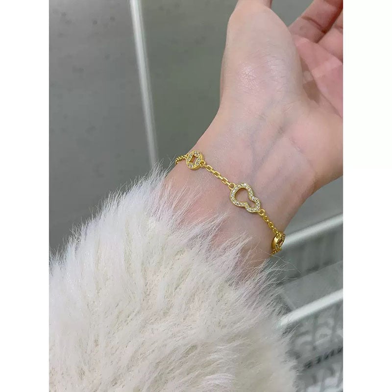 Réz karkötő mikropavé bevonattal, geometriai forma, női stílus, koreai hatás, utazási szuvenír